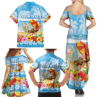 Personalised Hawaii Funny Thanksgiving Family Matching Summer Maxi Dress and Hawaiian Shirt Thankful From The Beach