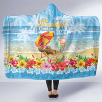 Hawaii Funny Thanksgiving Hooded Blanket Thankful From The Beach LT05 One Size Blue - Polynesian Pride