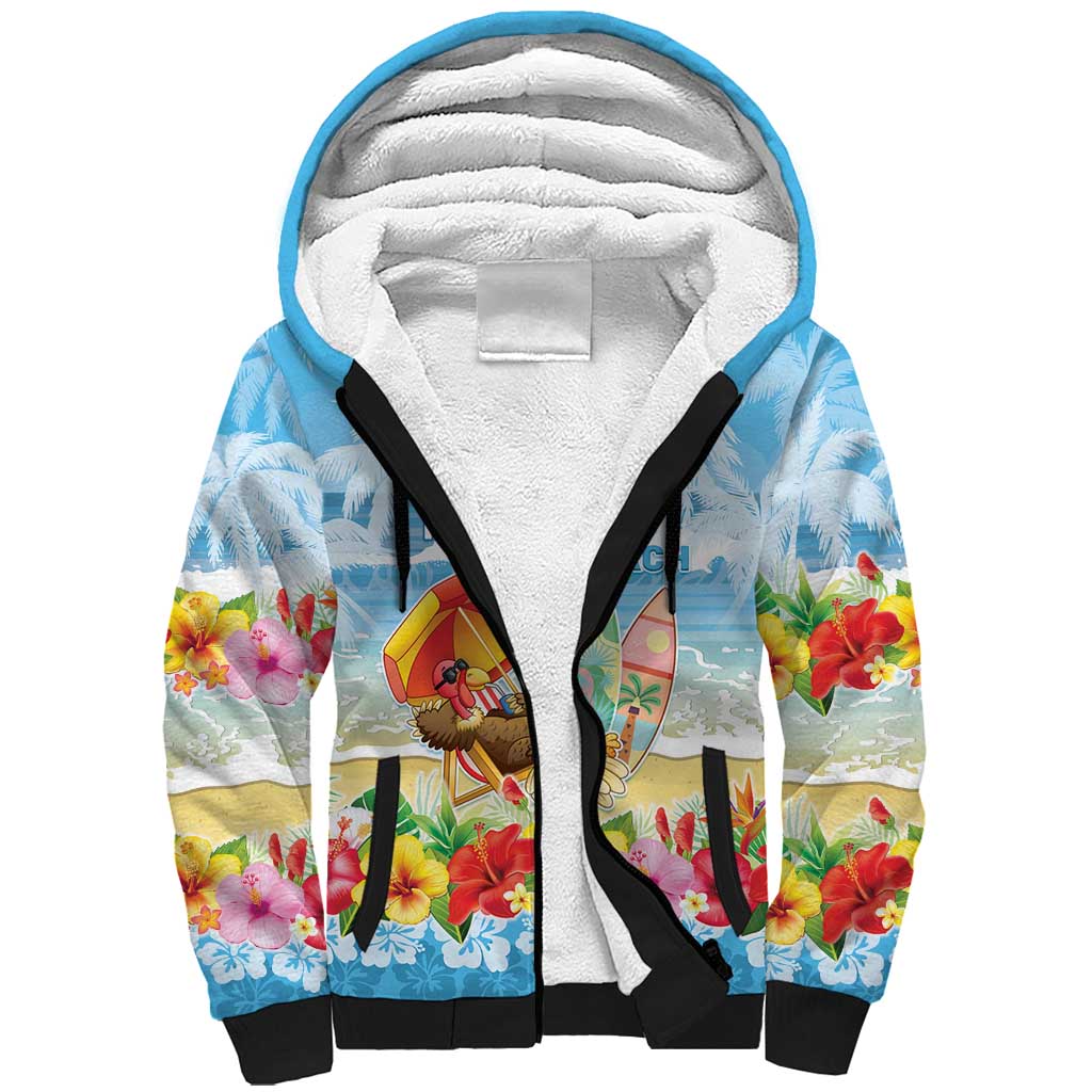 Personalised Hawaii Funny Thanksgiving Sherpa Hoodie Thankful From The Beach LT05 Unisex Blue - Polynesian Pride