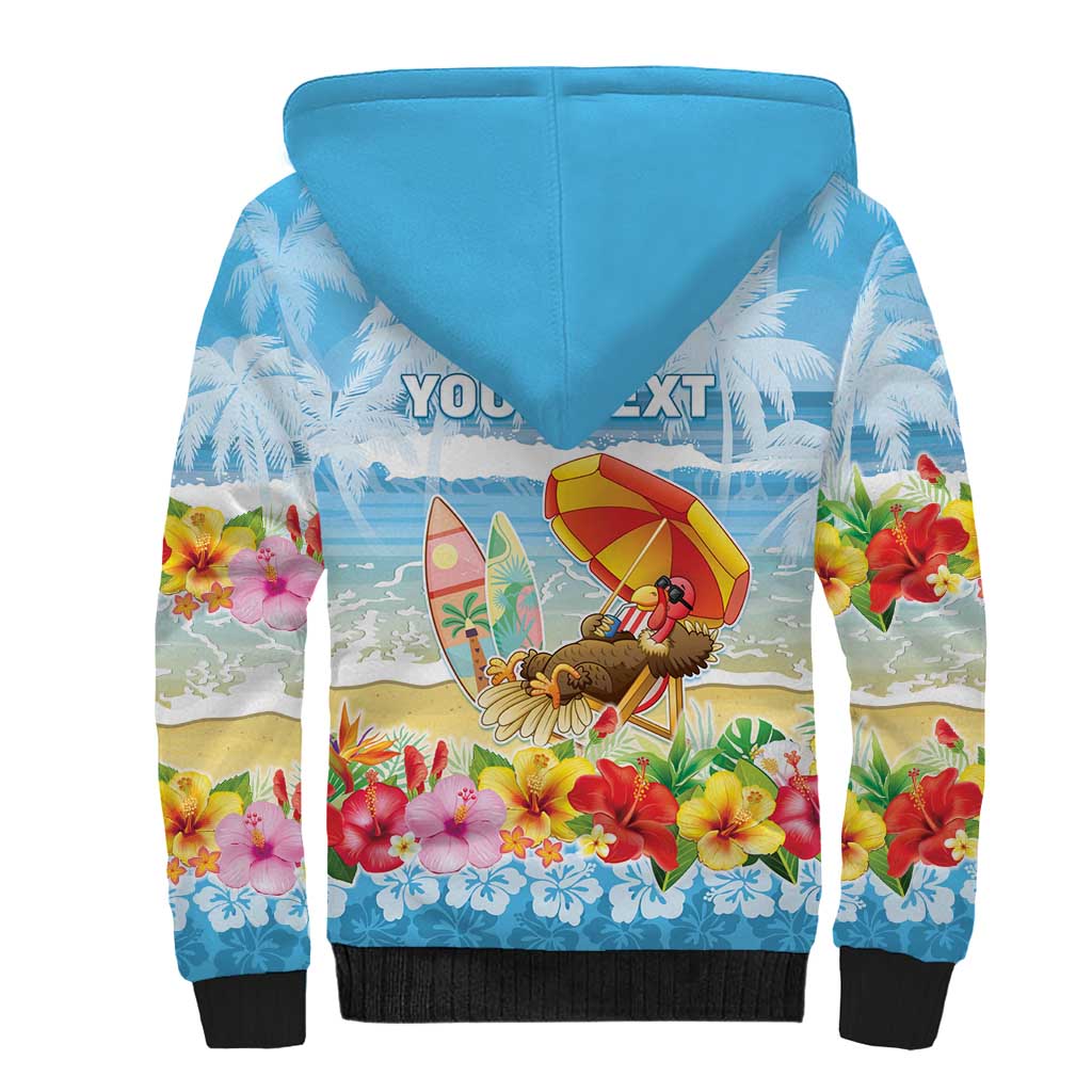 Personalised Hawaii Funny Thanksgiving Sherpa Hoodie Thankful From The Beach LT05 - Polynesian Pride
