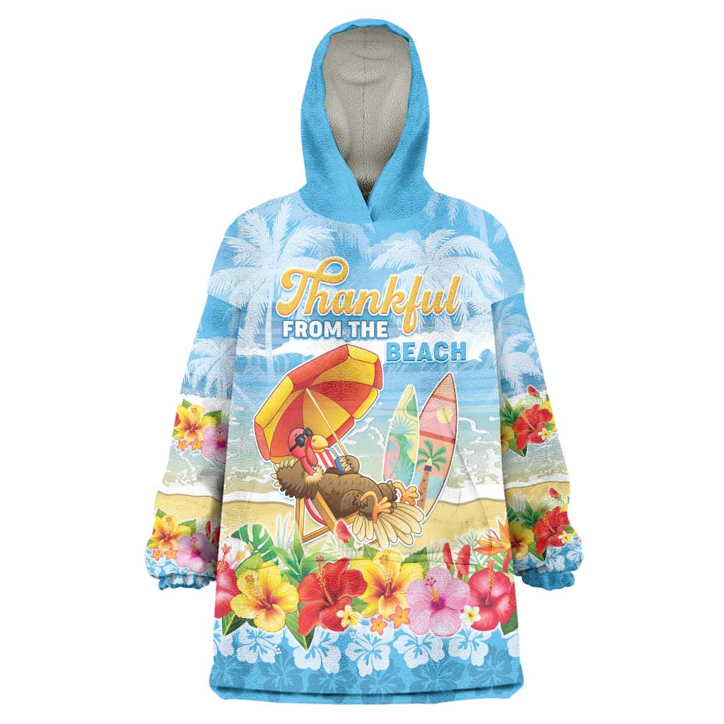 Personalised Hawaii Funny Thanksgiving Wearable Blanket Hoodie Thankful From The Beach