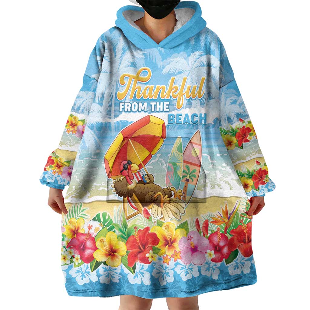 Personalised Hawaii Funny Thanksgiving Wearable Blanket Hoodie Thankful From The Beach LT05 - Polynesian Pride