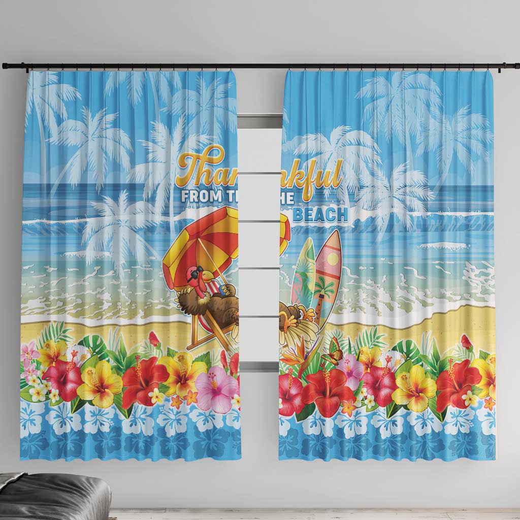 Hawaii Funny Thanksgiving Window Curtain Thankful From The Beach