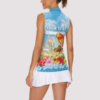 Personalised Hawaii Funny Thanksgiving Women Sleeveless Polo Shirt Thankful From The Beach