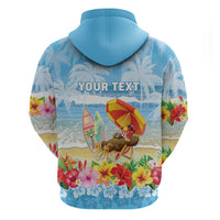 Personalised Hawaii Funny Thanksgiving Zip Hoodie Thankful From The Beach