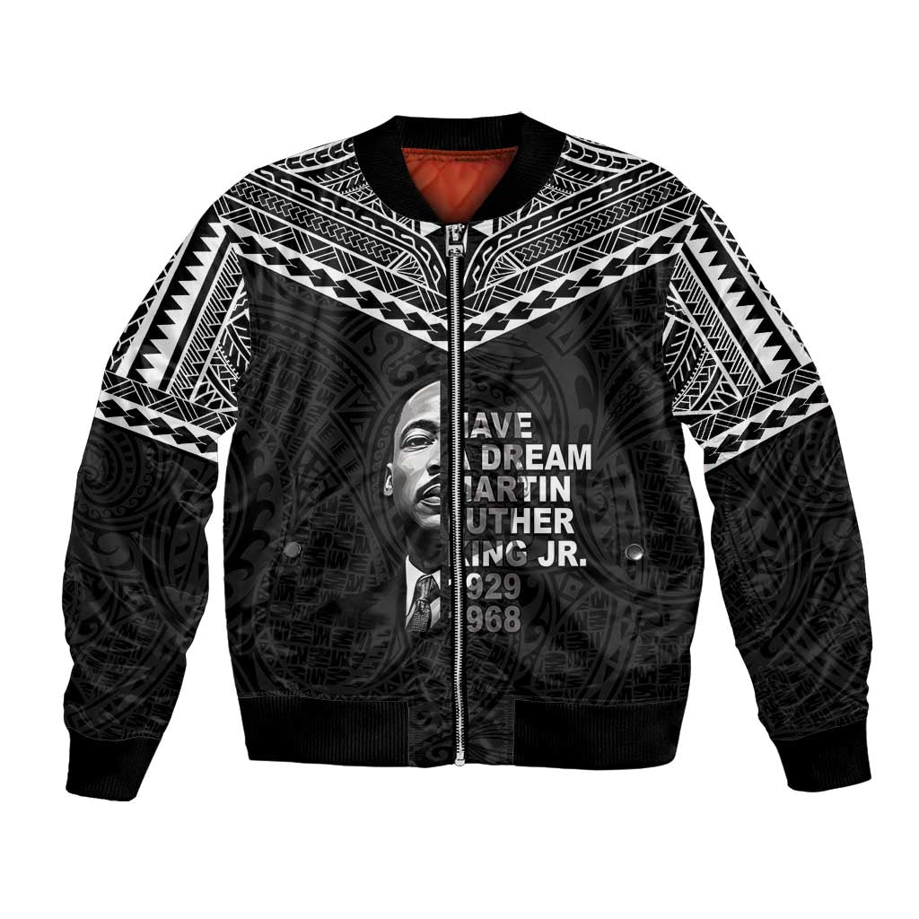 American Samoa MLK Day Bomber Jacket Polynesian Style LT05 Unisex Black - Polynesian Pride