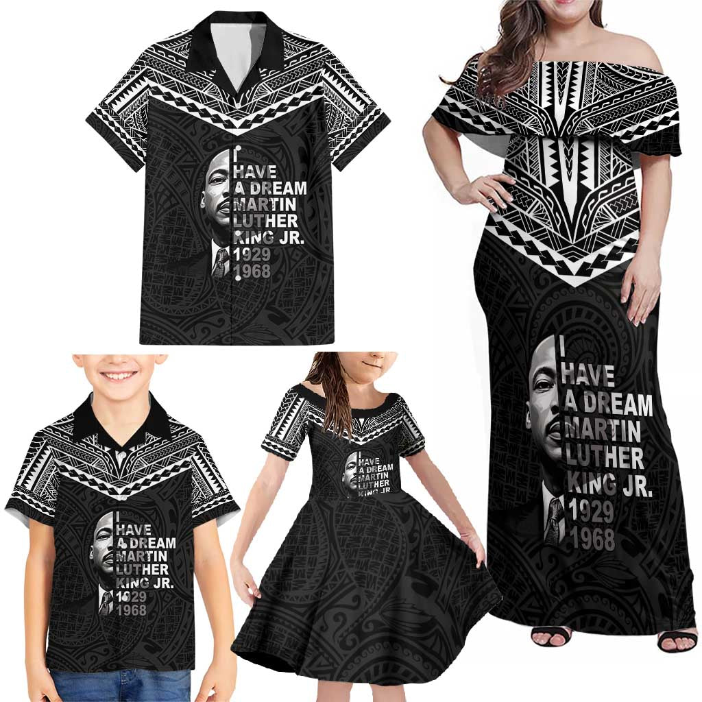 American Samoa MLK Day Family Matching Off Shoulder Maxi Dress and Hawaiian Shirt Polynesian Style