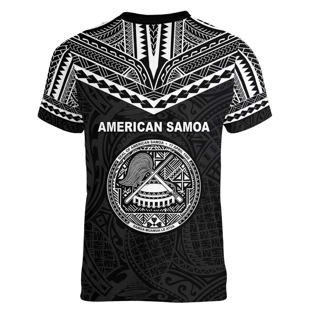 American Samoa MLK Day Women V-Neck T-Shirt Polynesian Style