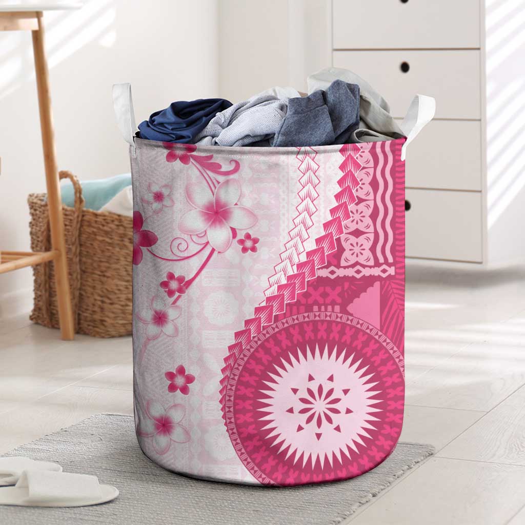 Bula Fiji Laundry Basket Pink Plumeria Masi Tapa Pattern LT05 Pink - Polynesian Pride