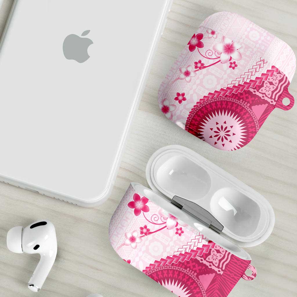 Bula Fiji AirPods Case Pink Plumeria Masi Tapa Pattern LT05 - Polynesian Pride