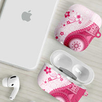 Bula Fiji AirPods Case Pink Plumeria Masi Tapa Pattern LT05 - Polynesian Pride