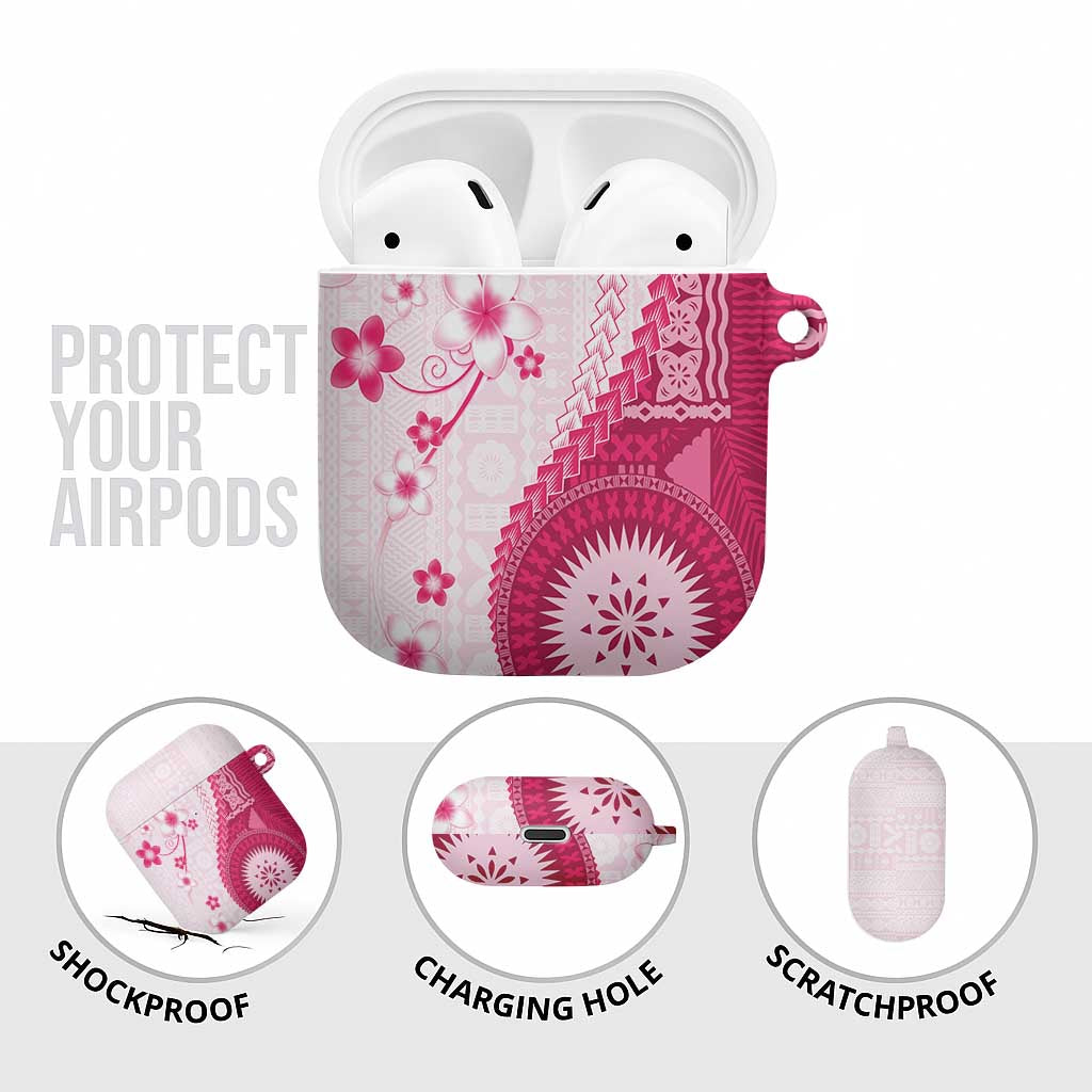 Bula Fiji AirPods Case Pink Plumeria Masi Tapa Pattern LT05 - Polynesian Pride