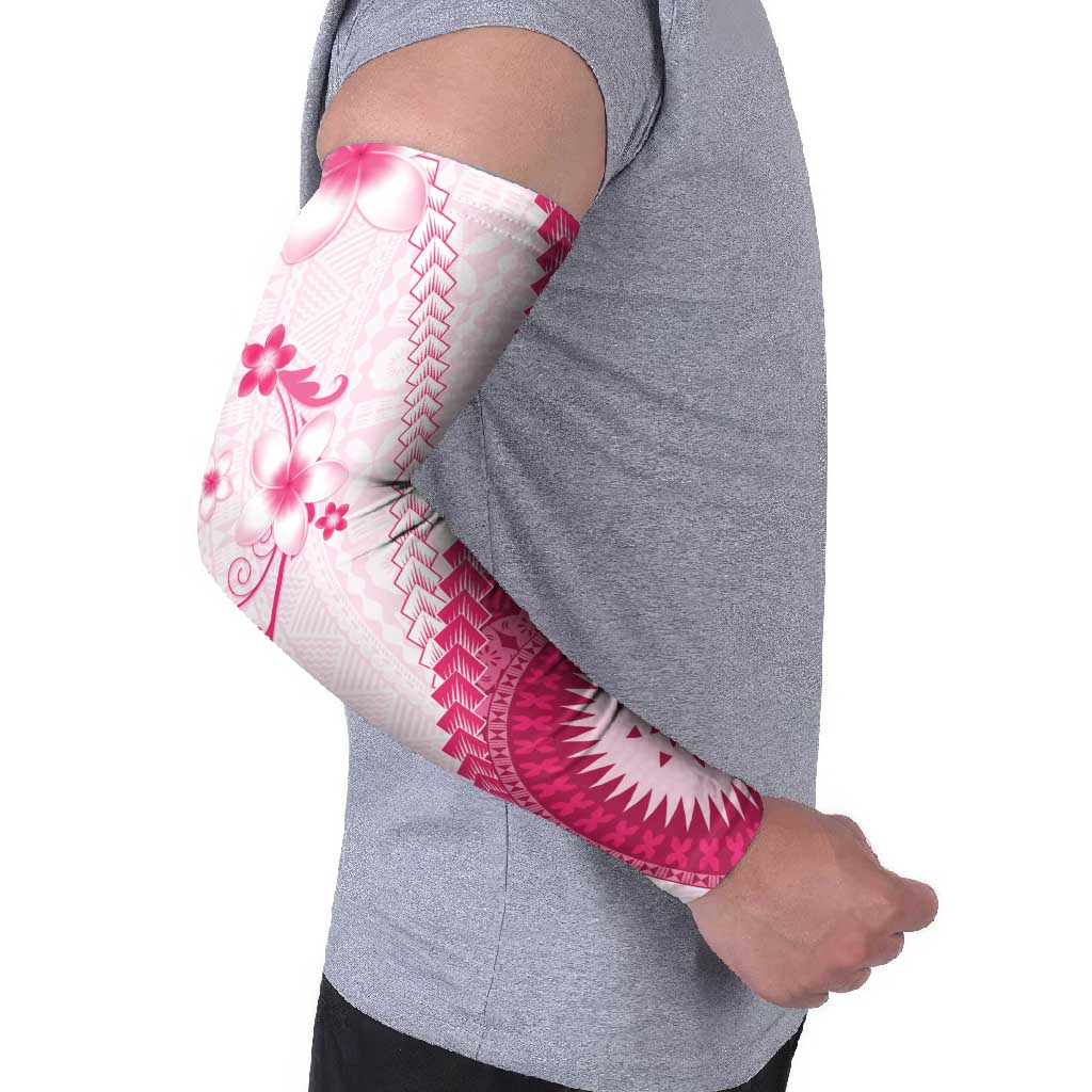 Bula Fiji Arm Sleeves Pink Plumeria Masi Tapa Pattern LT05 - Polynesian Pride