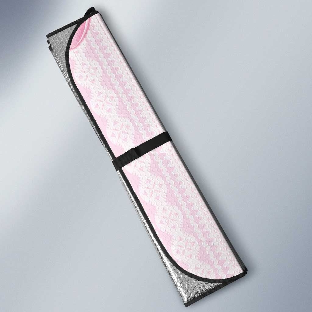 Bula Fiji Auto Sun Shade Pink Plumeria Masi Tapa Pattern - Polynesian Pride