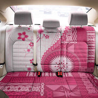 Bula Fiji Back Car Seat Cover Pink Plumeria Masi Tapa Pattern - Polynesian Pride