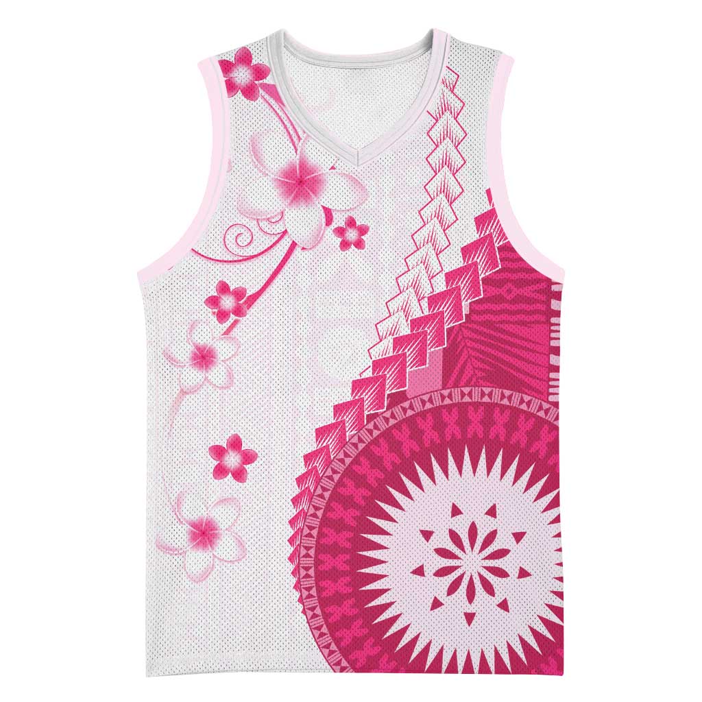 Bula Fiji Basketball Jersey Pink Plumeria Masi Tapa Pattern LT05 Unisex Pink - Polynesian Pride