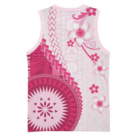Bula Fiji Basketball Jersey Pink Plumeria Masi Tapa Pattern LT05 - Polynesian Pride