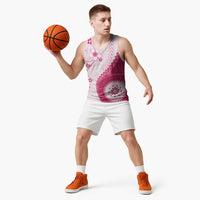 Bula Fiji Basketball Jersey Pink Plumeria Masi Tapa Pattern LT05 - Polynesian Pride