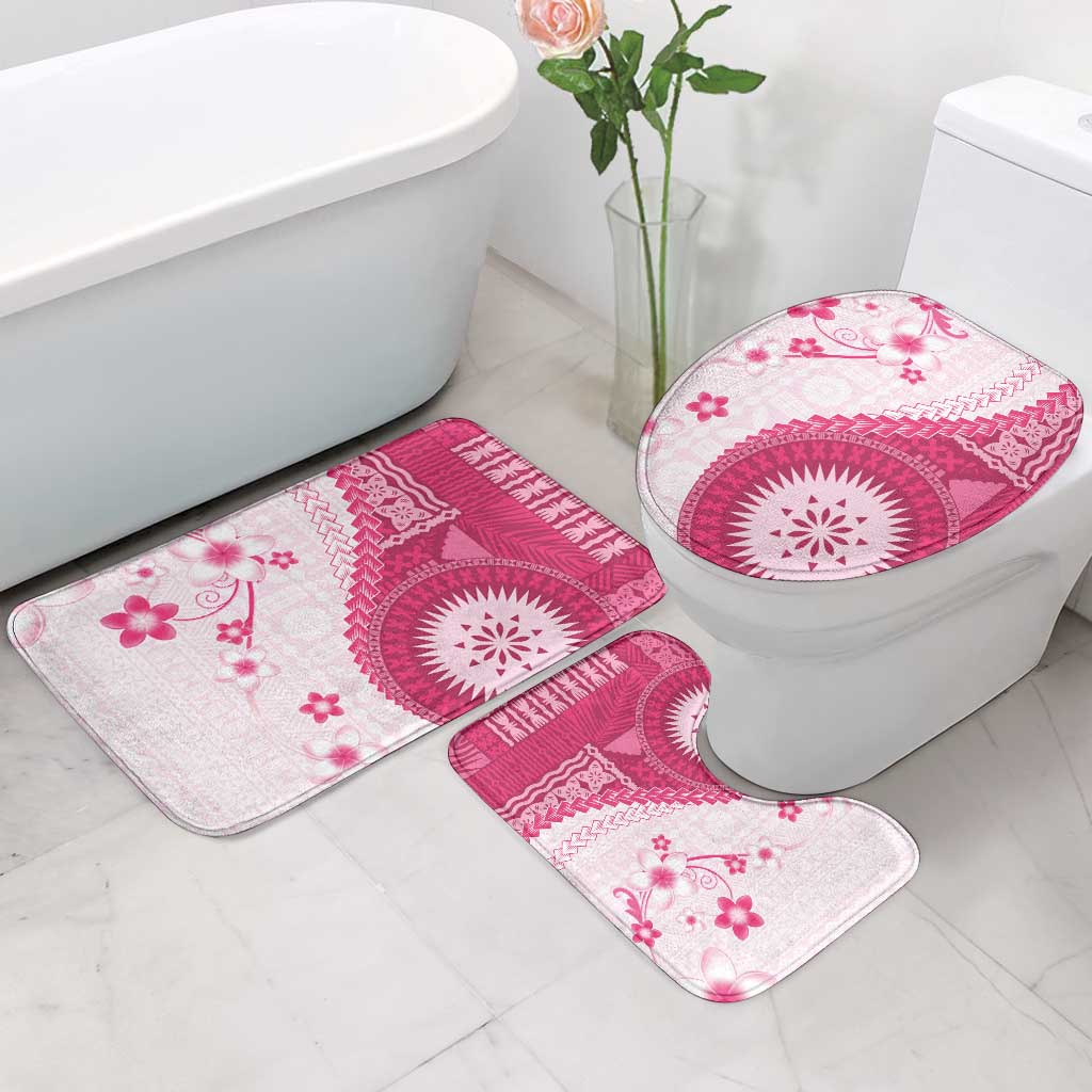 Bula Fiji Bathroom Set Pink Plumeria Masi Tapa Pattern LT05 - Polynesian Pride