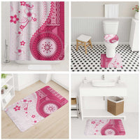 Bula Fiji Bathroom Set Pink Plumeria Masi Tapa Pattern LT05 - Polynesian Pride