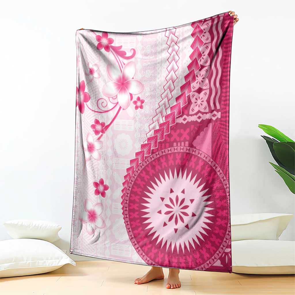 Bula Fiji Blanket Pink Plumeria Masi Tapa Pattern - Polynesian Pride