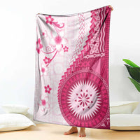 Bula Fiji Blanket Pink Plumeria Masi Tapa Pattern - Polynesian Pride