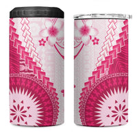 Bula Fiji 4 in 1 Can Cooler Tumbler Pink Plumeria Masi Tapa Pattern LT05 One Size: 16 oz Pink - Polynesian Pride