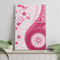 Bula Fiji Canvas Wall Art Pink Plumeria Masi Tapa Pattern LT05 - Polynesian Pride