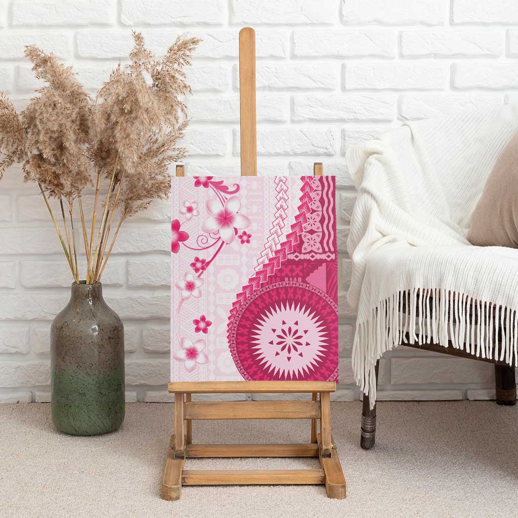Bula Fiji Canvas Wall Art Pink Plumeria Masi Tapa Pattern LT05 - Polynesian Pride