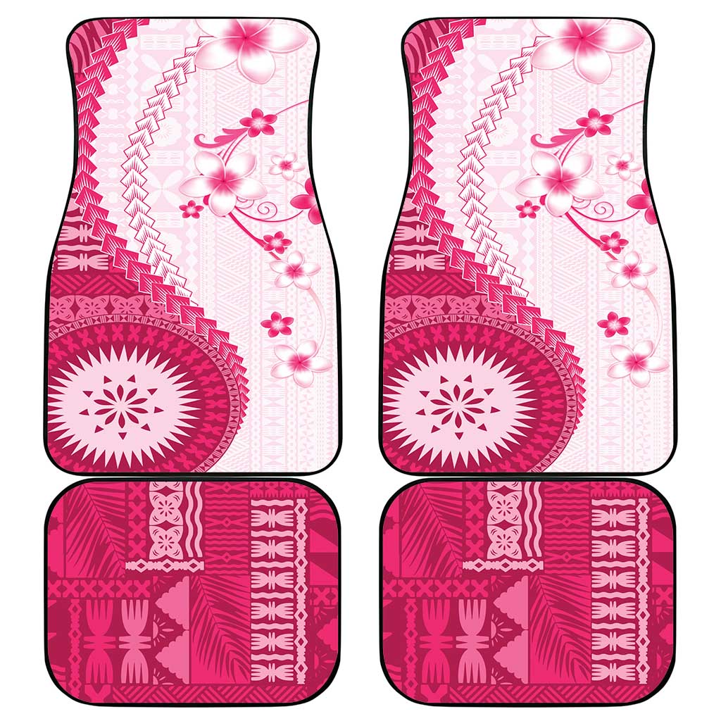 Bula Fiji Car Mats Pink Plumeria Masi Tapa Pattern LT05 - Polynesian Pride