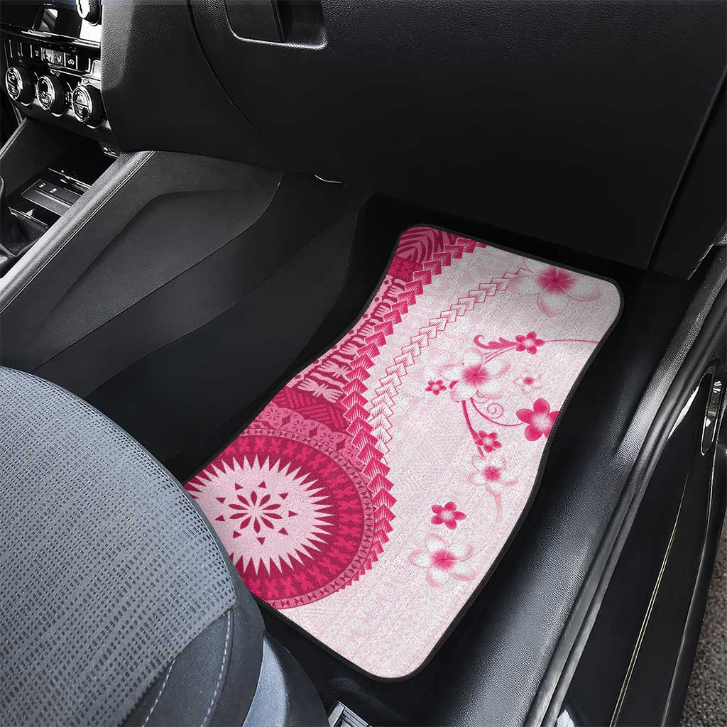 Bula Fiji Car Mats Pink Plumeria Masi Tapa Pattern LT05 - Polynesian Pride