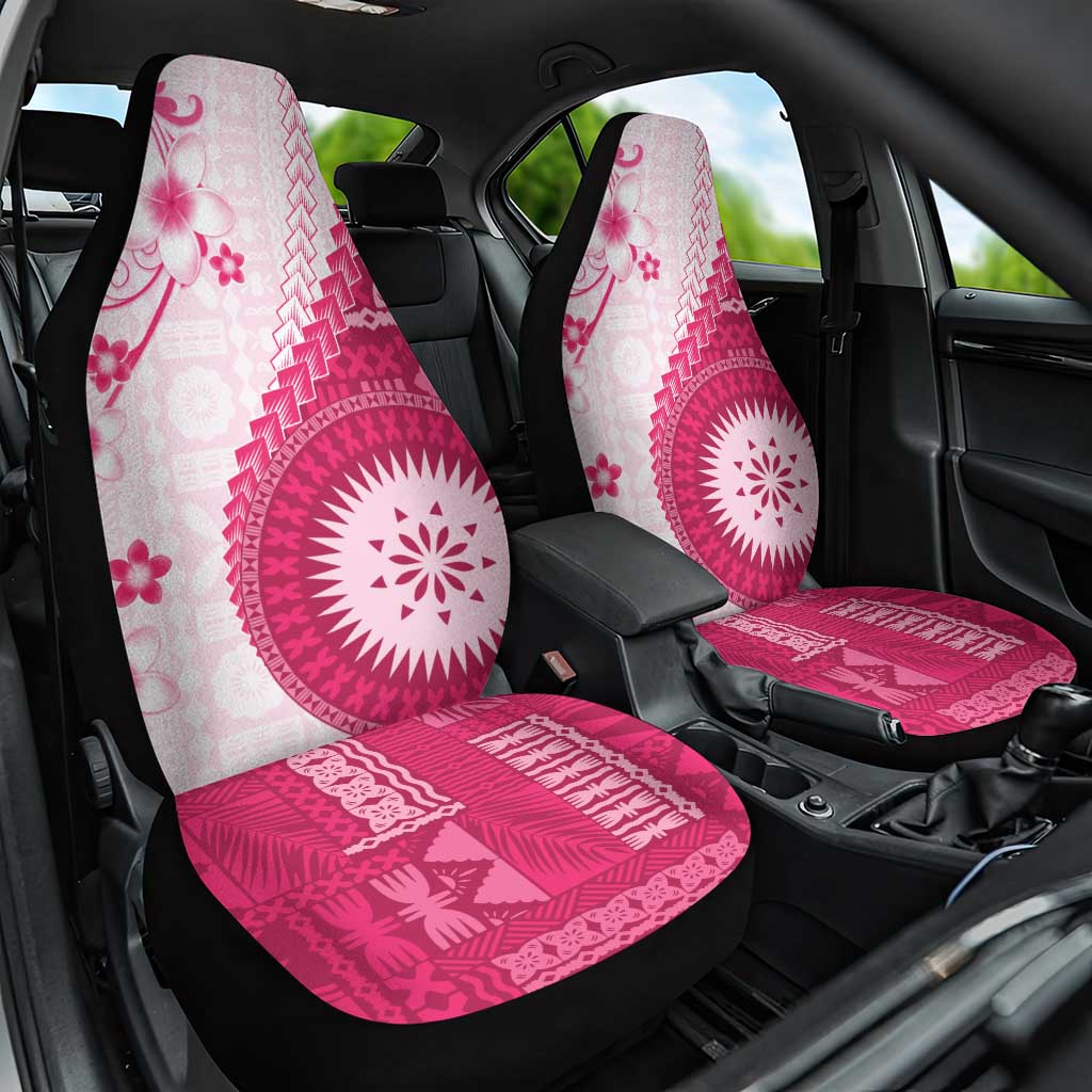 Bula Fiji Car Seat Cover Pink Plumeria Masi Tapa Pattern - Polynesian Pride