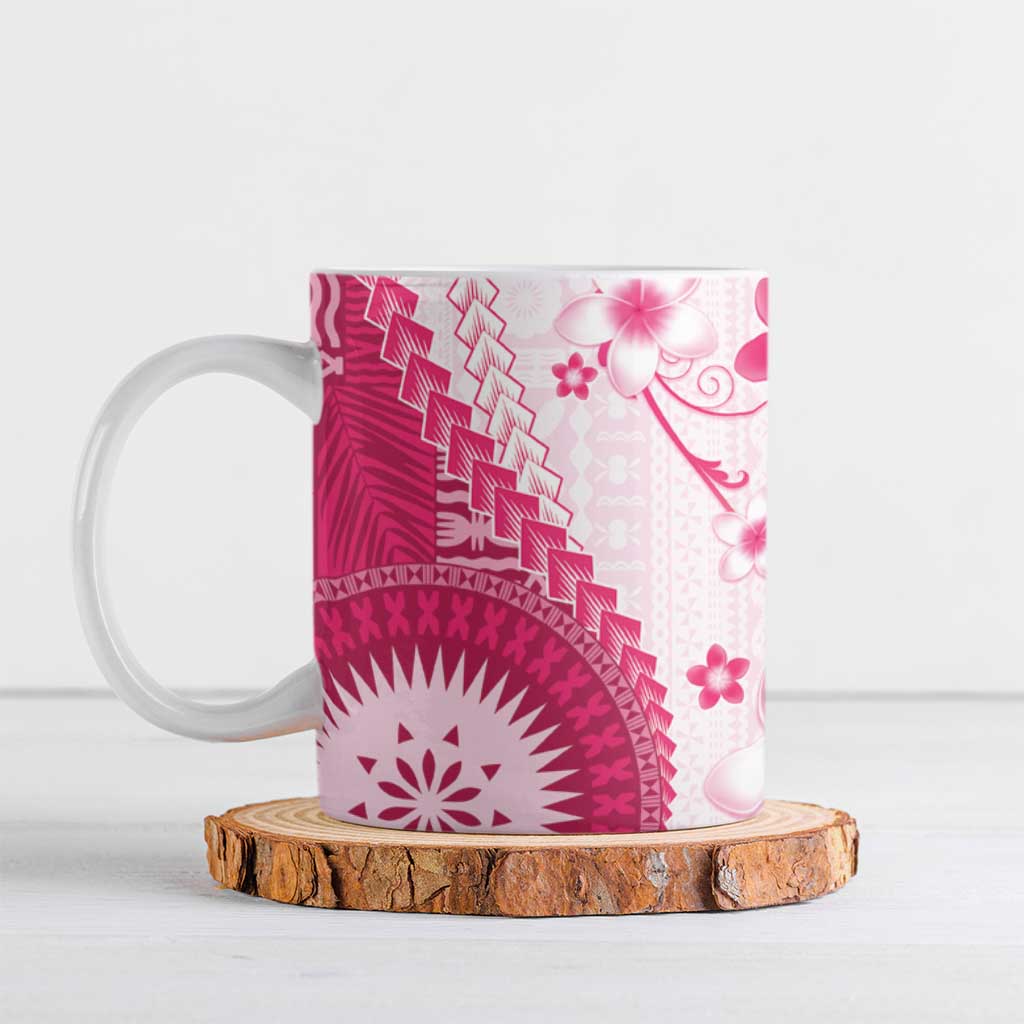 Bula Fiji Ceramic Mug Pink Plumeria Masi Tapa Pattern LT05 Pink - Polynesian Pride