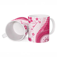 Bula Fiji Ceramic Mug Pink Plumeria Masi Tapa Pattern LT05 - Polynesian Pride