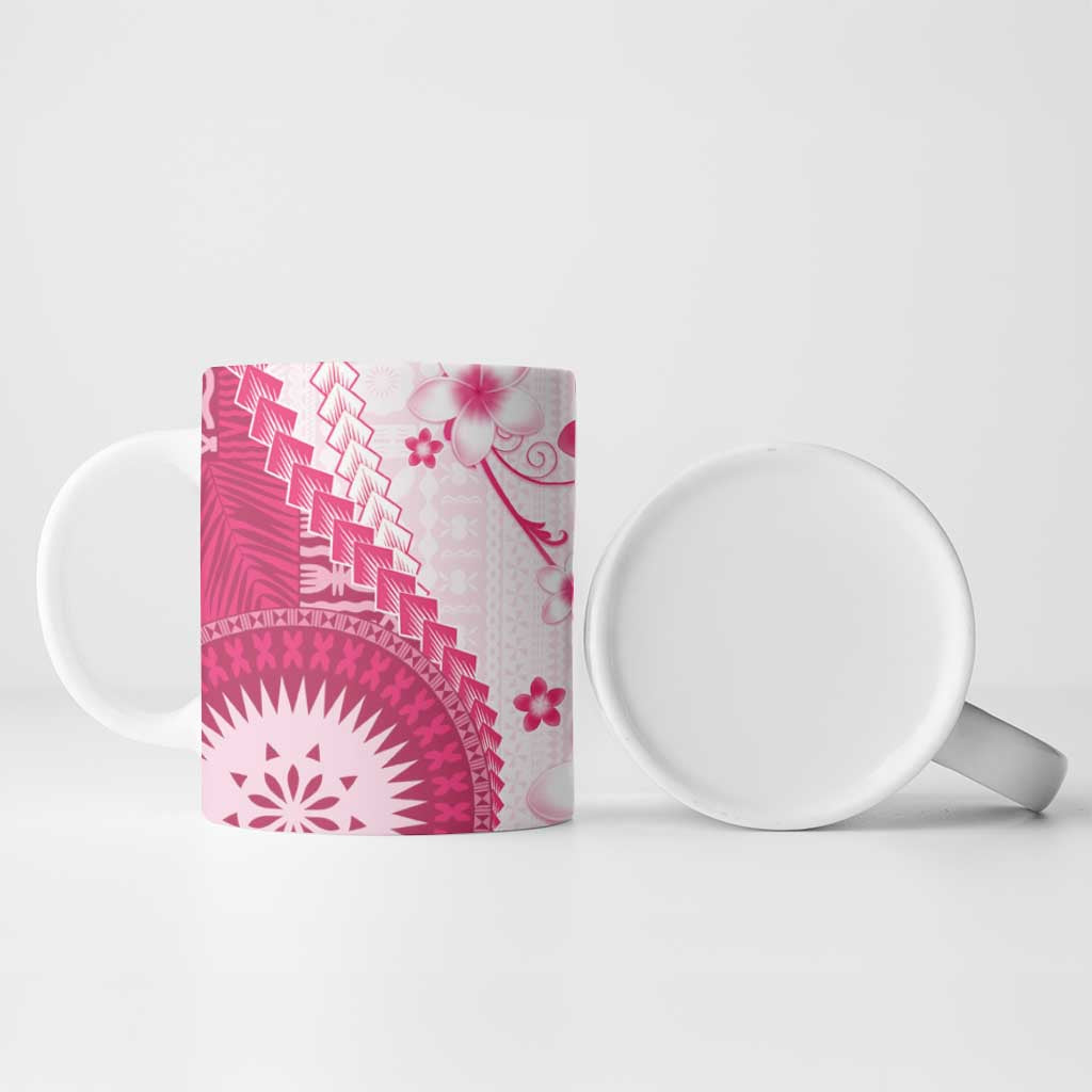 Bula Fiji Ceramic Mug Pink Plumeria Masi Tapa Pattern LT05 - Polynesian Pride
