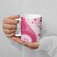 Bula Fiji Ceramic Mug Pink Plumeria Masi Tapa Pattern LT05 - Polynesian Pride