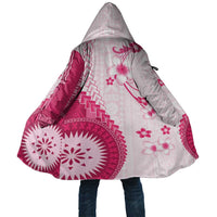 Bula Fiji Cloak Pink Plumeria Masi Tapa Pattern LT05 Unisex Pink - Polynesian Pride