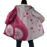 Bula Fiji Cloak Pink Plumeria Masi Tapa Pattern LT05 - Polynesian Pride