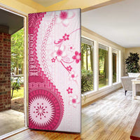 Bula Fiji Door Cover Pink Plumeria Masi Tapa Pattern - Polynesian Pride