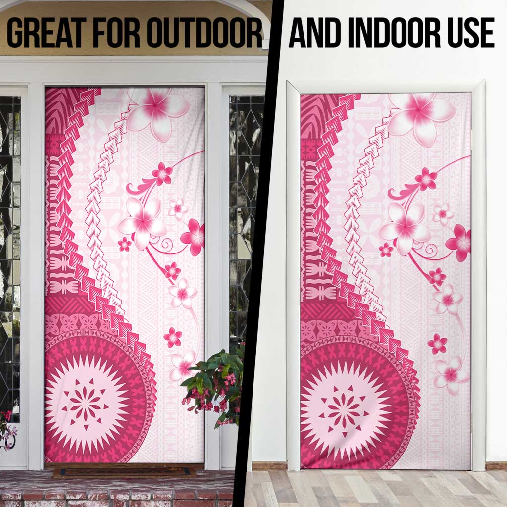 Bula Fiji Door Cover Pink Plumeria Masi Tapa Pattern - Polynesian Pride