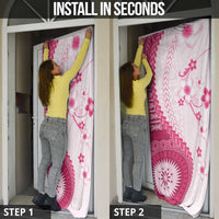 Bula Fiji Door Cover Pink Plumeria Masi Tapa Pattern - Polynesian Pride
