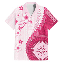 Bula Fiji Family Matching Mermaid Dress and Hawaiian Shirt Pink Plumeria Masi Tapa Pattern - Polynesian Pride