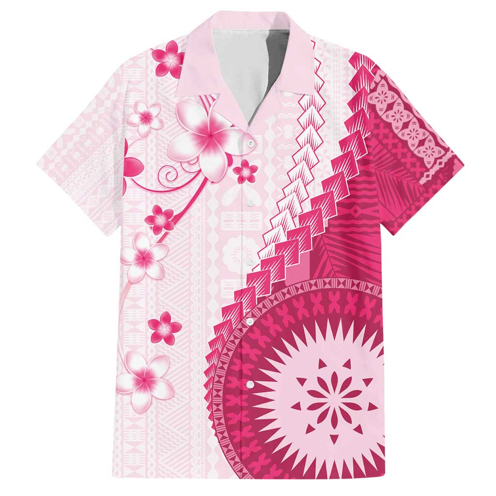 Bula Fiji Family Matching Summer Maxi Dress and Hawaiian Shirt Pink Plumeria Masi Tapa Pattern - Polynesian Pride