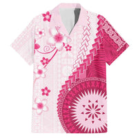Bula Fiji Family Matching Summer Maxi Dress and Hawaiian Shirt Pink Plumeria Masi Tapa Pattern - Polynesian Pride
