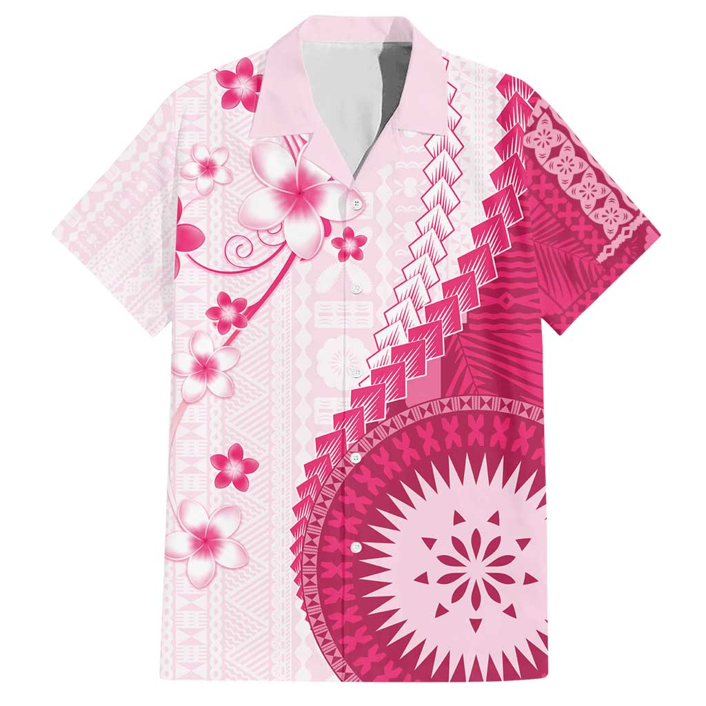Bula Fiji Hawaiian Shirt Pink Plumeria Masi Tapa Pattern - Polynesian Pride