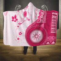 Bula Fiji Hooded Blanket Pink Plumeria Masi Tapa Pattern LT05 - Polynesian Pride