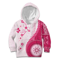Bula Fiji Kid Hoodie Pink Plumeria Masi Tapa Pattern - Polynesian Pride