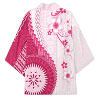 Bula Fiji Kimono Pink Plumeria Masi Tapa Pattern - Polynesian Pride