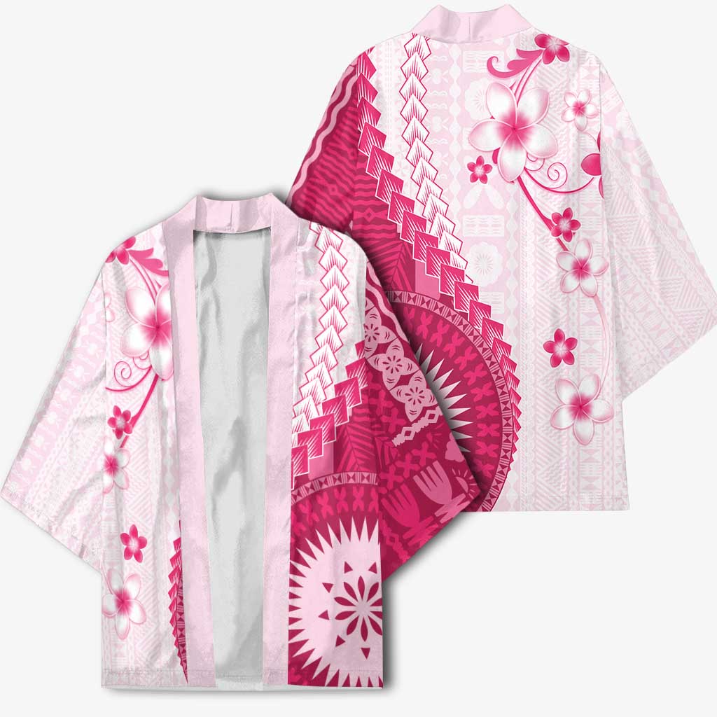 Bula Fiji Kimono Pink Plumeria Masi Tapa Pattern - Polynesian Pride