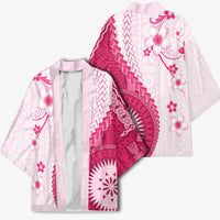 Bula Fiji Kimono Pink Plumeria Masi Tapa Pattern - Polynesian Pride